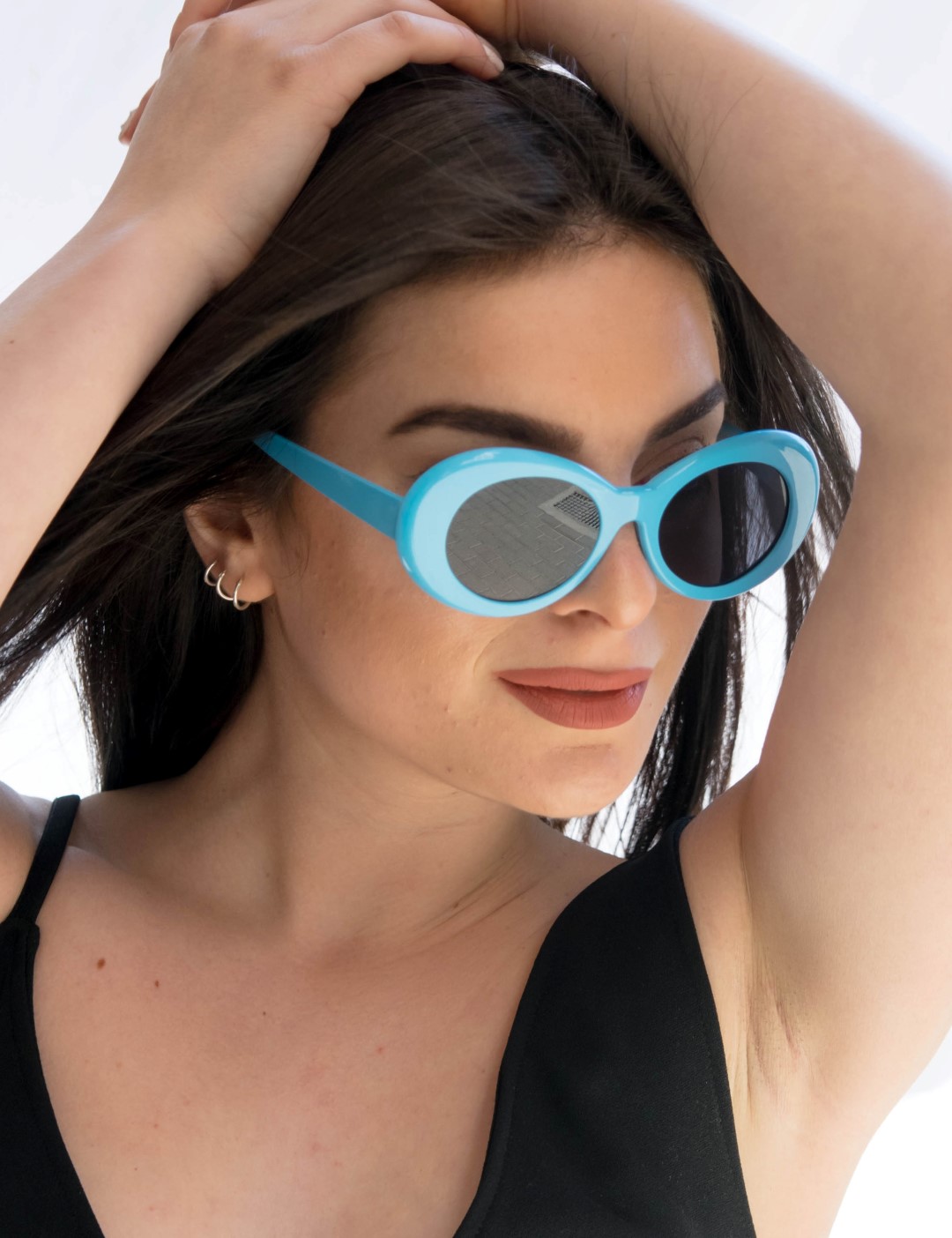 Γυναικεία γαλάζια οβάλ γυαλιά ηλίου μονόχρωμα Luxury S5700T φωτογραφία